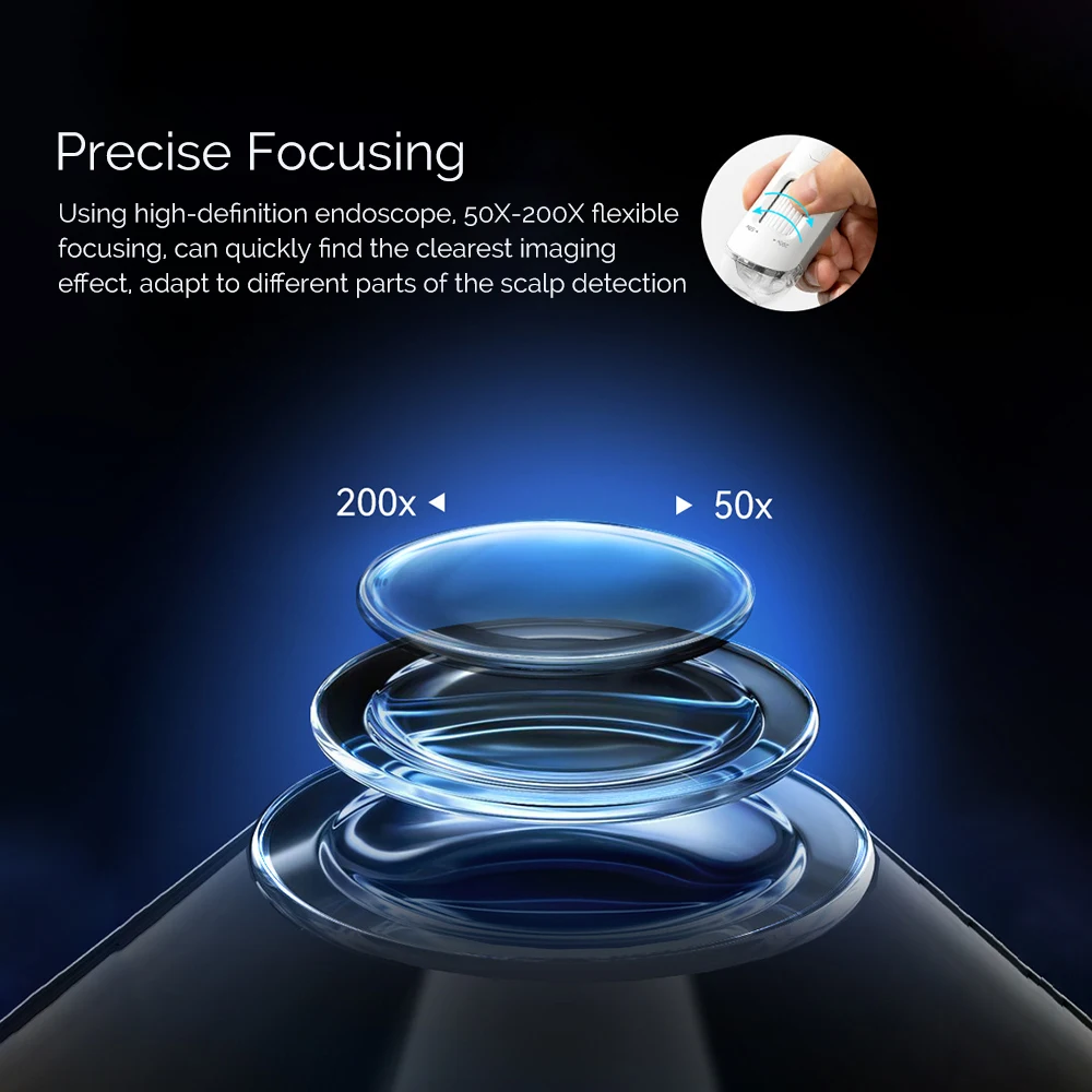 Portable Hair Follicle Scalp Detector 50X/200X Magnifying Pore Magnifier Mini Skin And Hair Eetector Skin Analyzer Skin Tester