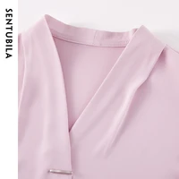Chemisier sans manches en mousseline SENTUBILA pour femme, nouvelle collection été 2026, col en V droit, tenue de travail professionnelle, vêtements pour femme Q52VA0079 4