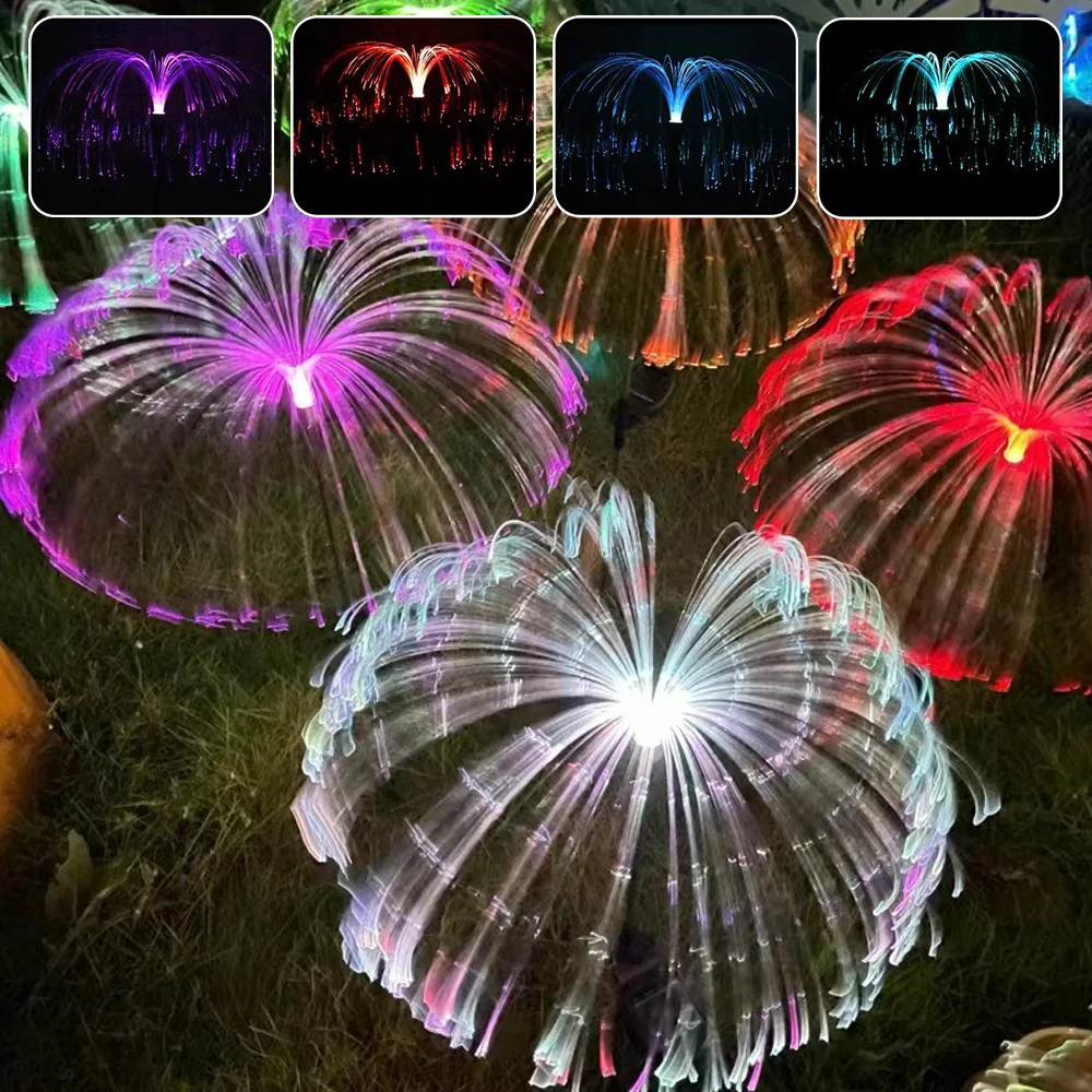 

Solar Outdoor Garden Light Waterproof Fiber Optic Jellyfish Lawn Lamp Garden Patio Villa Yard Decoration Colourful Lights Flower