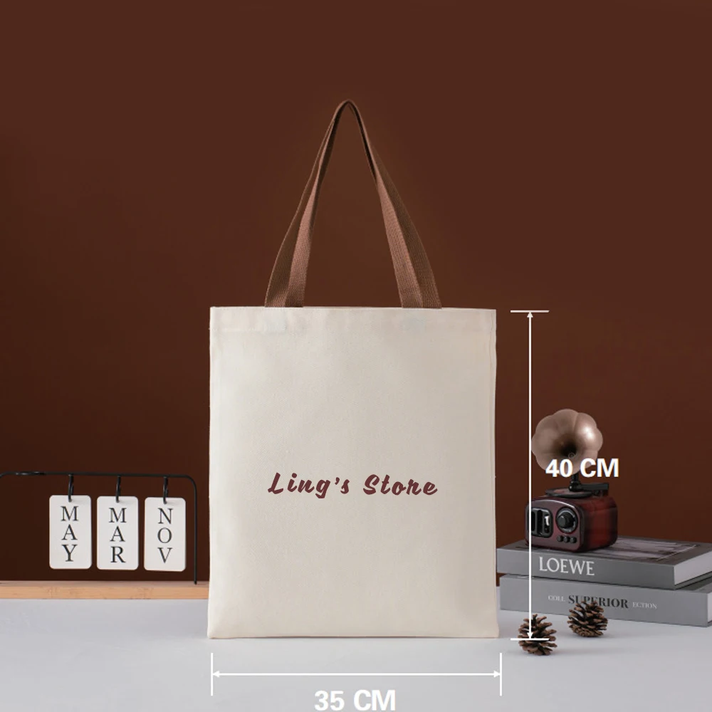 Personalisierbare 35x40cm Canvas-Einkaufstasche, Studenten-Büchertasche, Regenschirm-Organizer, Kaffee-Vakuumbecher, Handy-Baumwoll-Musselin-Schmuckbeutel – Detail 6
