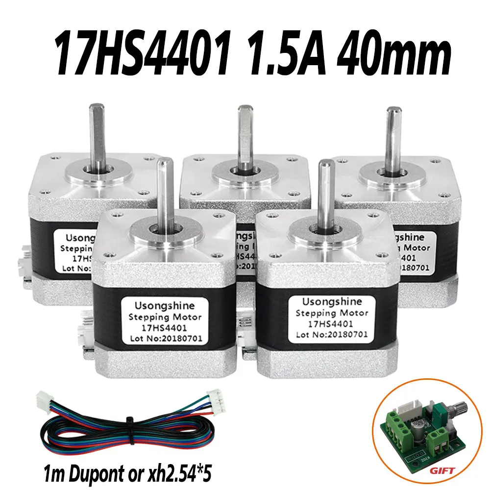 Usongshine-stepper Motor 17hs4401 1.5a 40 mm Nema17 42mn.m 42bygh 4-chumbo para Impressora 3d com Gravação a Laser Cnc Peças