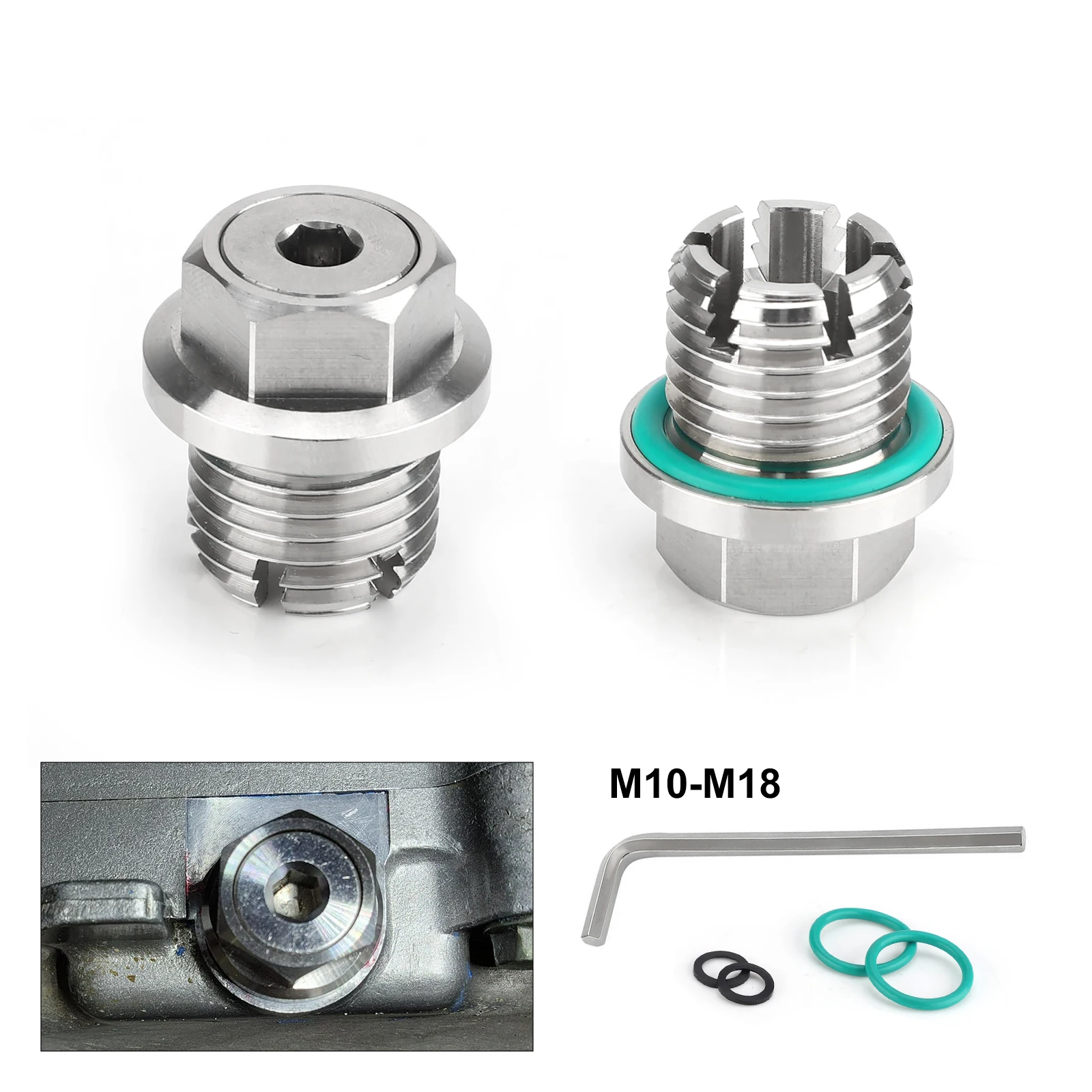 M12.1-1.25/1,5/1,75 x 15 mm Ölablassschraube, Übergröße, Piggyback, selbstschneidendes Ölwannengewinde-Reparaturset aus Edelstahl mit O-Ring – Detail 14