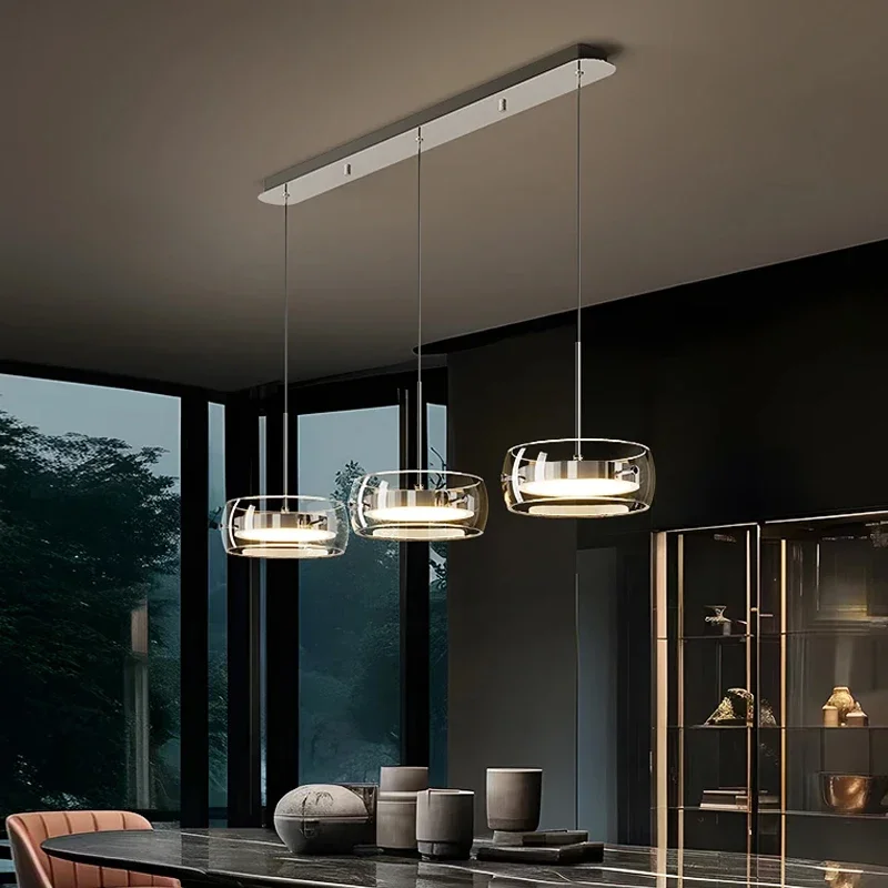 LED Modern Minimalist Dining Table Light Glass Restaurant Pendant Light Single Head Three Head Restaurant Light Indoor Lighting