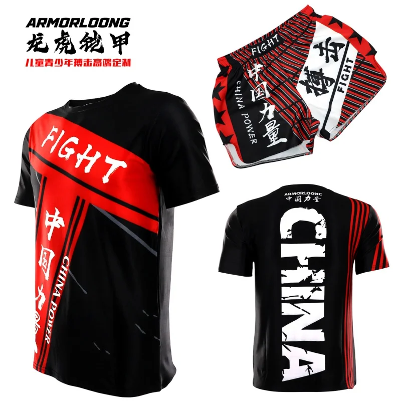 Fight Comprehensive Fighting MMA Sports Short Sleeve Adult Men and Women Boxing Suit Muay Thai Quick Drying Clothes Fitness Suit fight boxing fighting training boys and girls competition mma short sleeve shorts jujitsu suit fitness suit