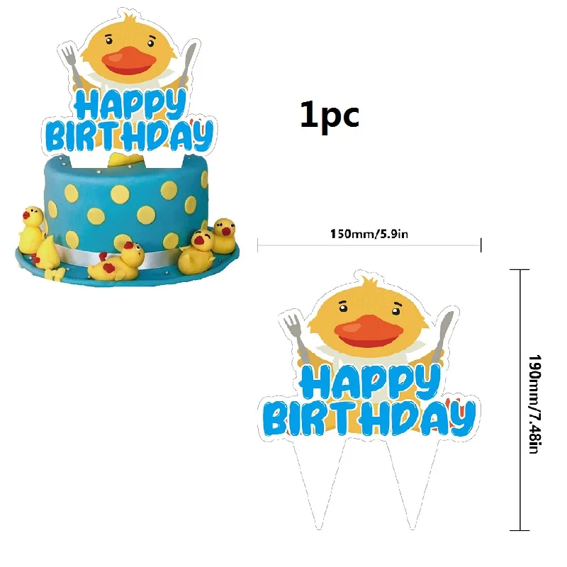 Set Decorazione Torta Anatra Gialla: Topper Per Cupcake E Palloncini Per Festa Compleanno O Baby Shower