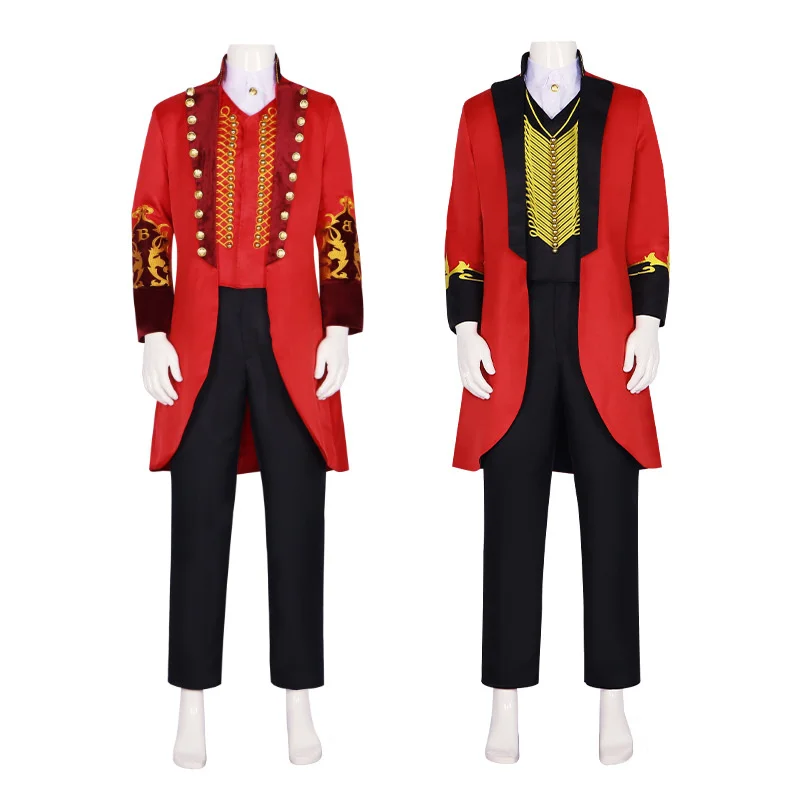 

The Greatest Showman Barnum Cosplay Costume Red Uniform Suits Halloween Carnival Circus Performance Outfit