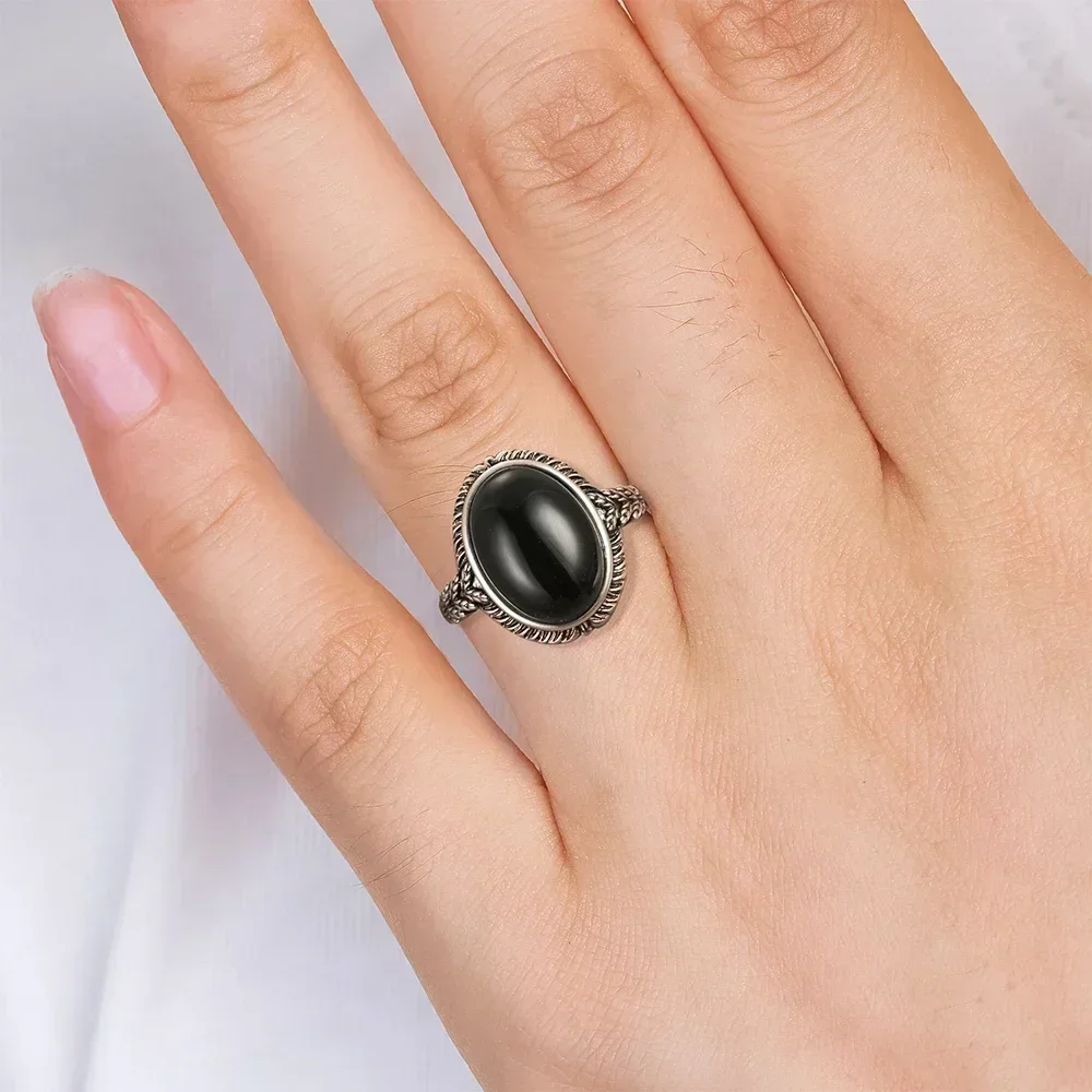アクセサリー vintage onyx silver925 ring Vintage 925 Sterling Silver Natural Black Onyx 8*10mm Ring