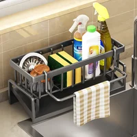 Kitchen Sink Drain Rack Organizer ABS Plastic Self-draining Sink Shelf Soap Sponge Holder Dishcloth Towel Rack filter basket 1