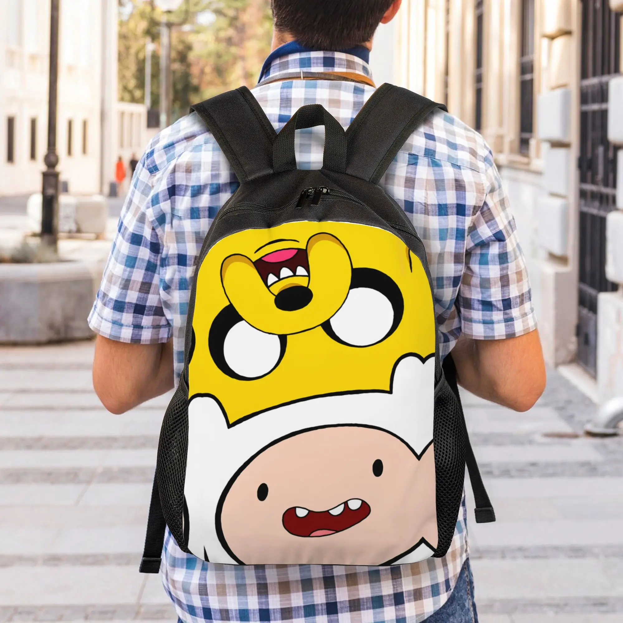 Adventure Time Men's Large Polyester Trekking Backpack - Stylish Streetwear Rucksack