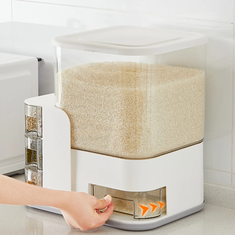 

Automatic Rice Bucket Household Rice Container Insect-Proof Moisture-Proof Sealed Partition Rice Bin Cereals Assorted Storage