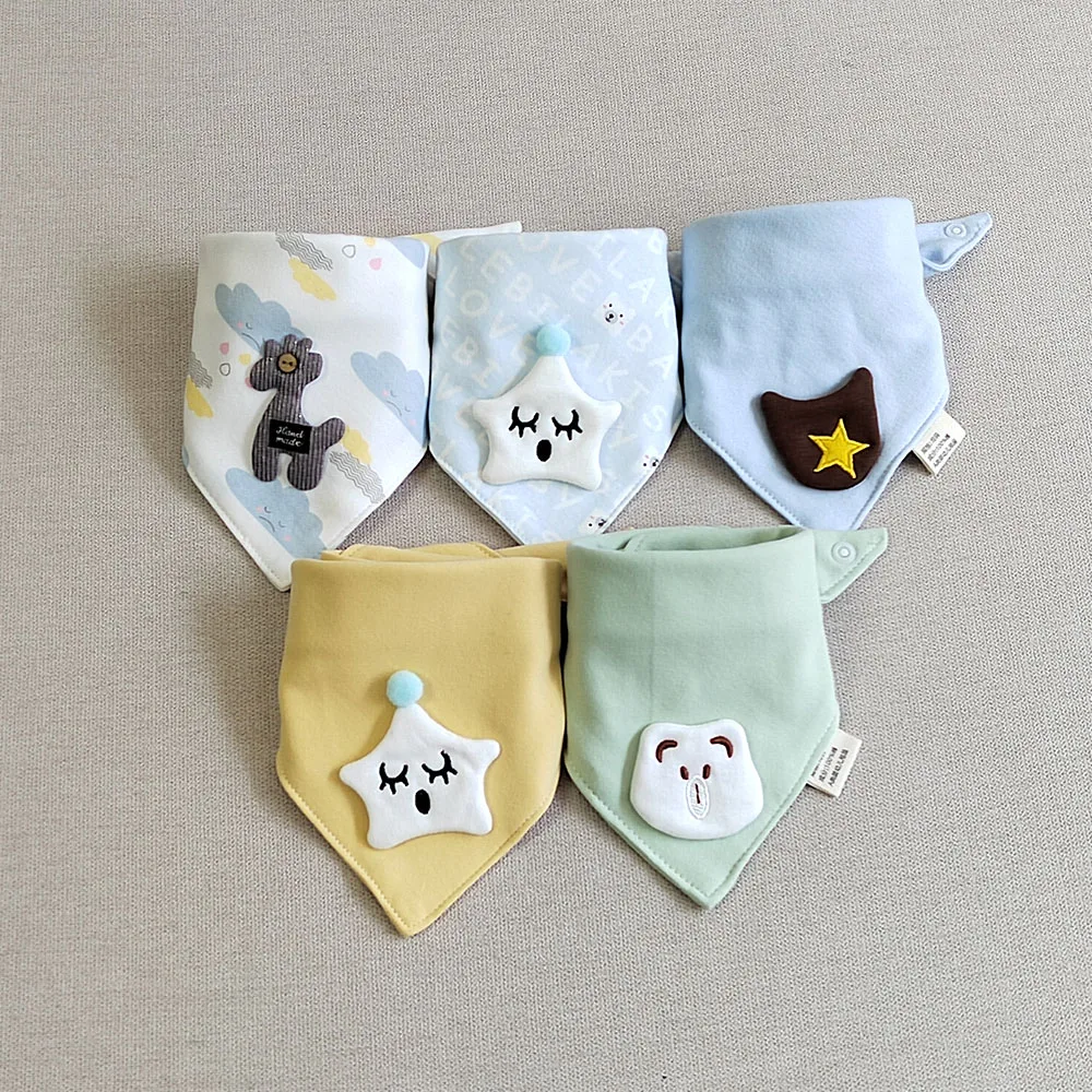 5Pieces/Lot Baby Girl Bib Cotton Triangle Infant Feeding Burp Cloth Teething Drool Boy Bib Newborn Accessories 4