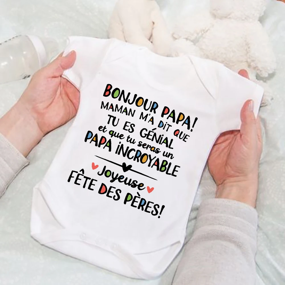 

Hello Dad You Will Be An Incredible Dad Happy Father's Day Baby Bodysuit Newborn Short Sleeve Jumpsuits Toddler Holiday Romper