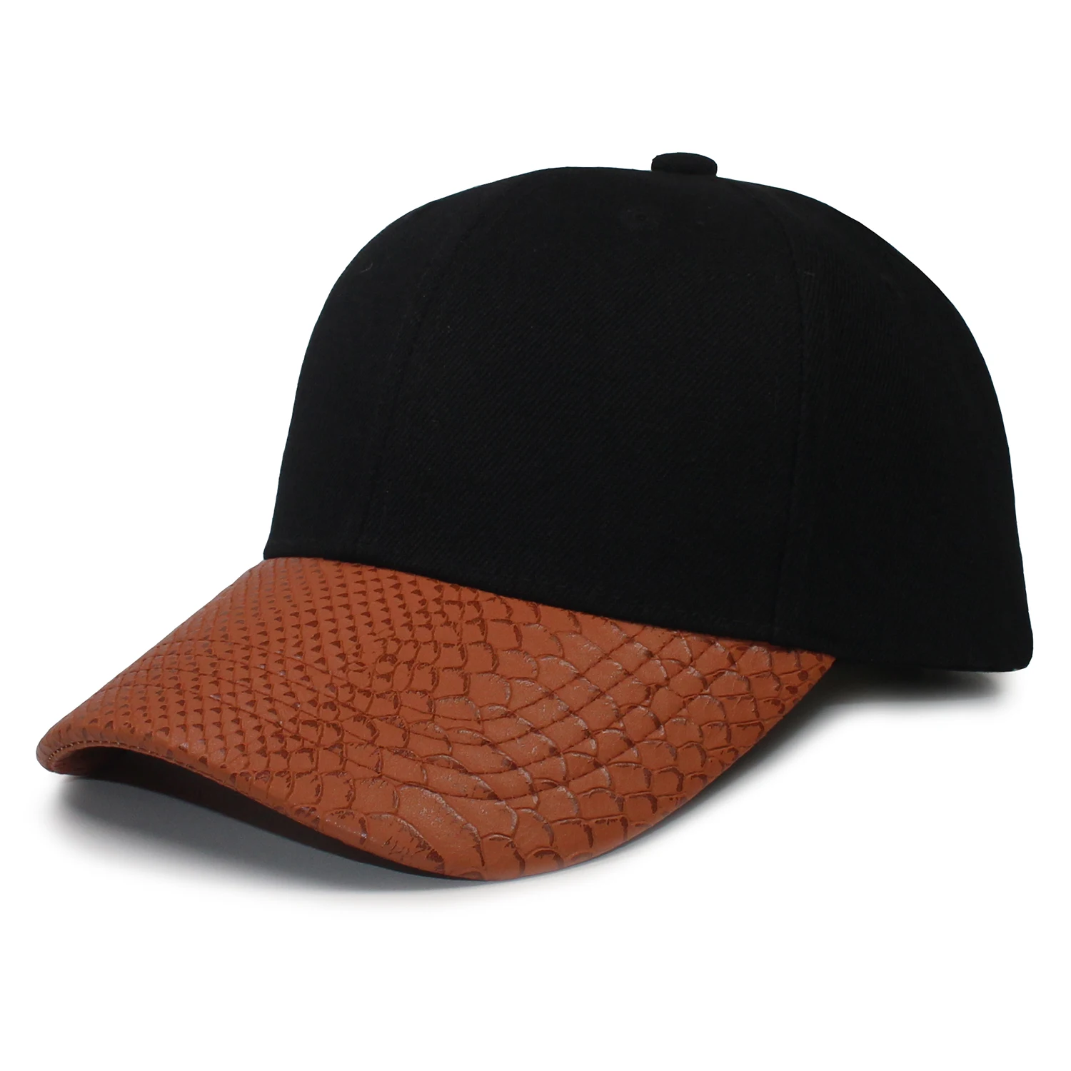 Black Crown Contrast Snakeskin Visor Outdoor Travel Sun Cap Hat Gorras Trucker Baseball Cap Hat