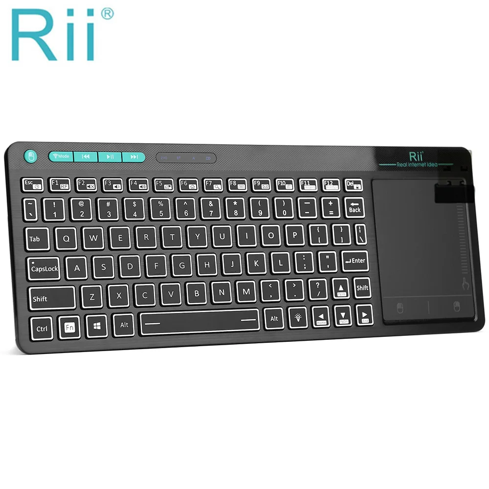 Rii Rt518s Mini Bluetooth sem Fio 2-led Cor Backlit Teclado Multimídia Mouse Rechargable Teclado para Android Caixa de tv pc