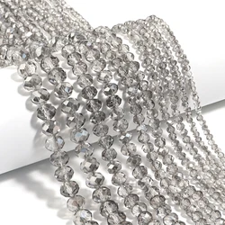 Sparkling Crystal Faceted Rondelle Beads for DIY Crafts and Handmade Accessories (Transparent Grey)