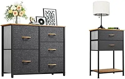 

with 5 Drawers - Fabric Dressers & Wooden Top & Storage Unit with 2 Drawers - Fabric Dresser, Organizer Unit, Living Ro drawer