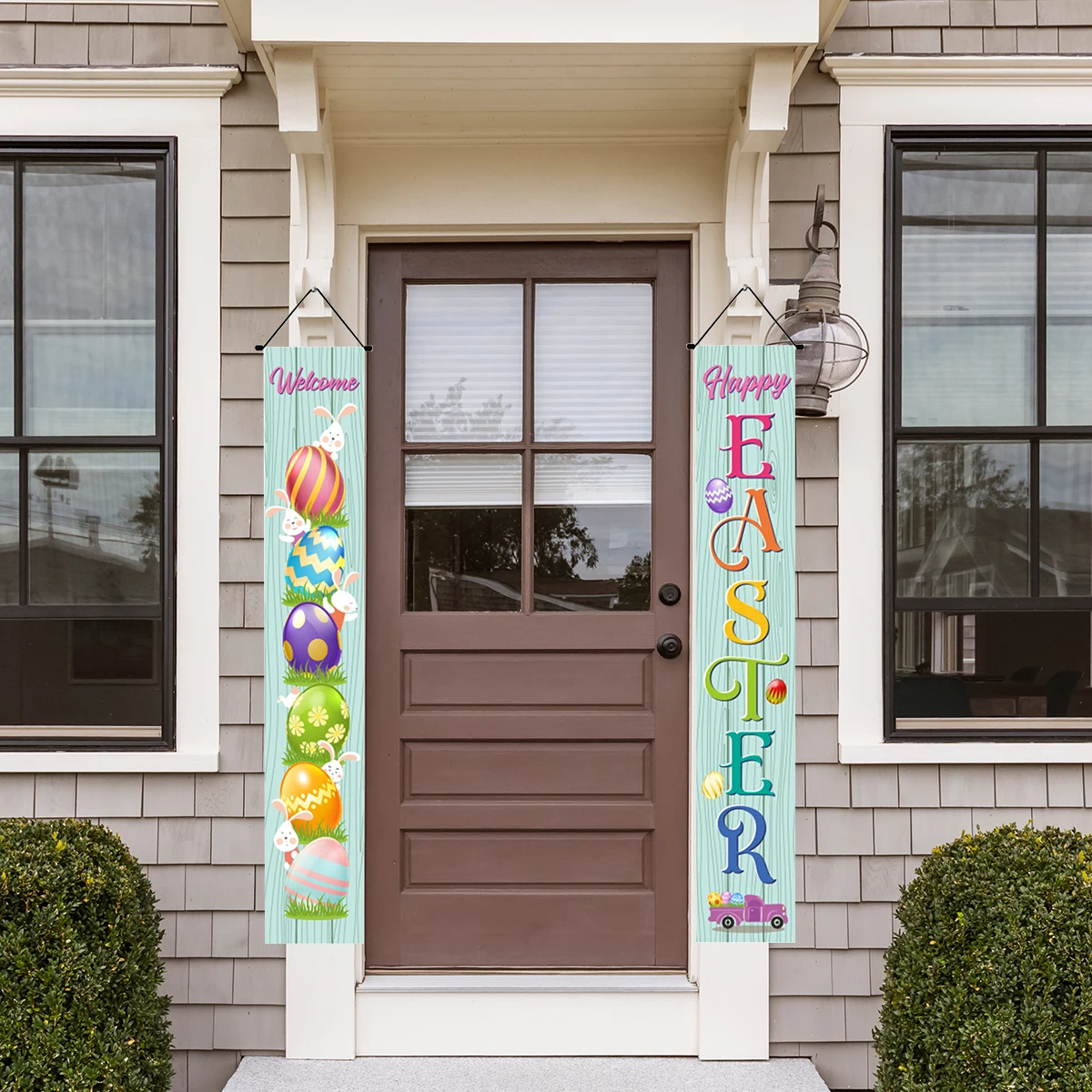 

1 Pair Happy Easter Door Hanging Banner Rabbit Egg Carrot Couplets Home Outdoor Porch Hanging Flag Easter Party Supplies 2024