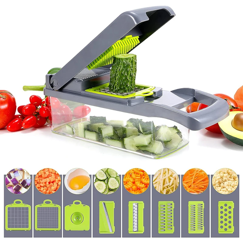 Kitchen tool 16 in 1 Multifunctional Vegetable Slicer Cutter Shredders Slicer With Basket Fruit Potato Chopper Carrot Gratertool