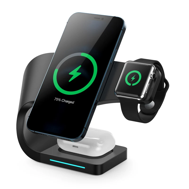 

Wireless Charging Base For iphone Watch Wireless Charger 15W Fast Wireless Charger 4 in 1 Qi Charging Dock Station For iPhone