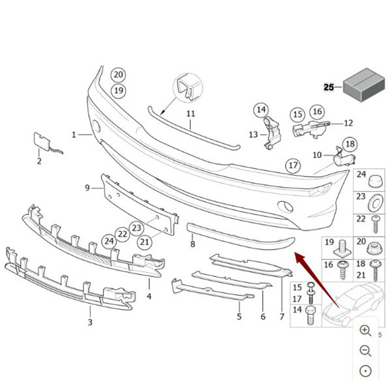 51117030608은 BMW E46 320i의 앞 범퍼의 오른쪽 측면 충돌 방지 장식 스트립에 적합합니다. (VIN을 제공하십시오.)