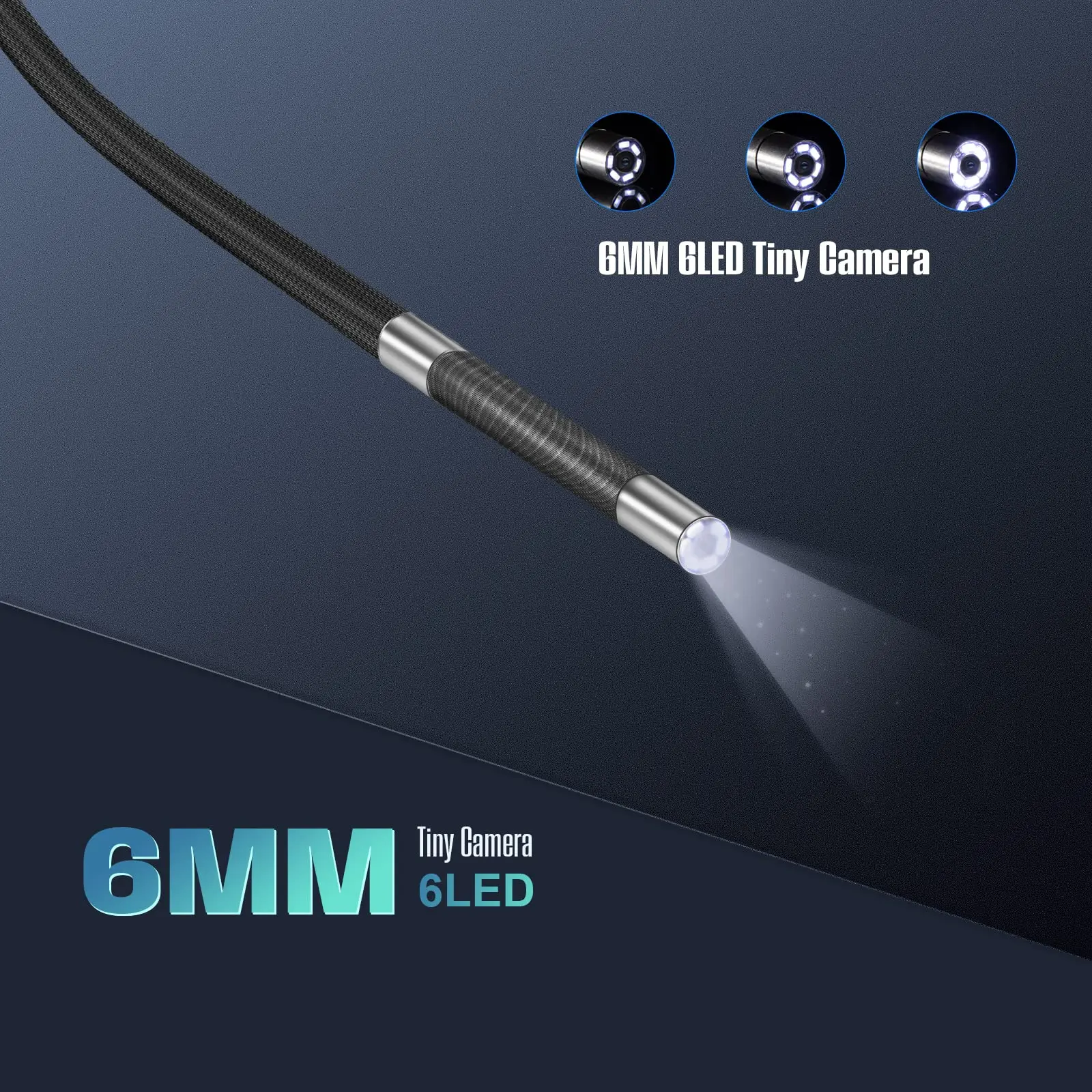Ralcam 관절 산업용 등급 내시경 검사 카메라, 360 ° 조이스틱, 6mm, 4 웨이, 5 인치 IPS, 1MP, 6LED 조명