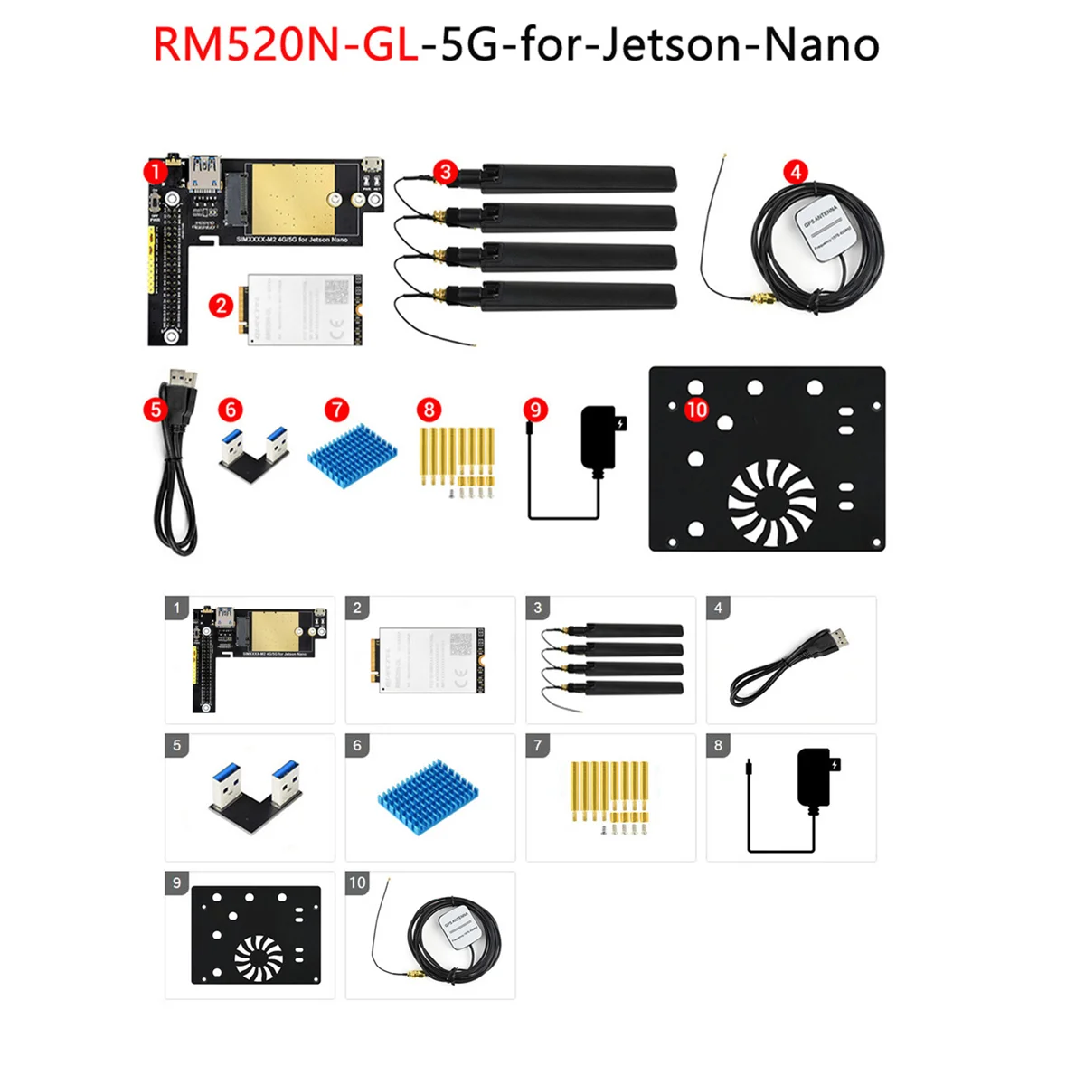 

RM520N GL 5G Module for Jetson Nano 5G/4G/3G Expansion Board for Regions with 5G Sub-6G Signal Coverage US Plug