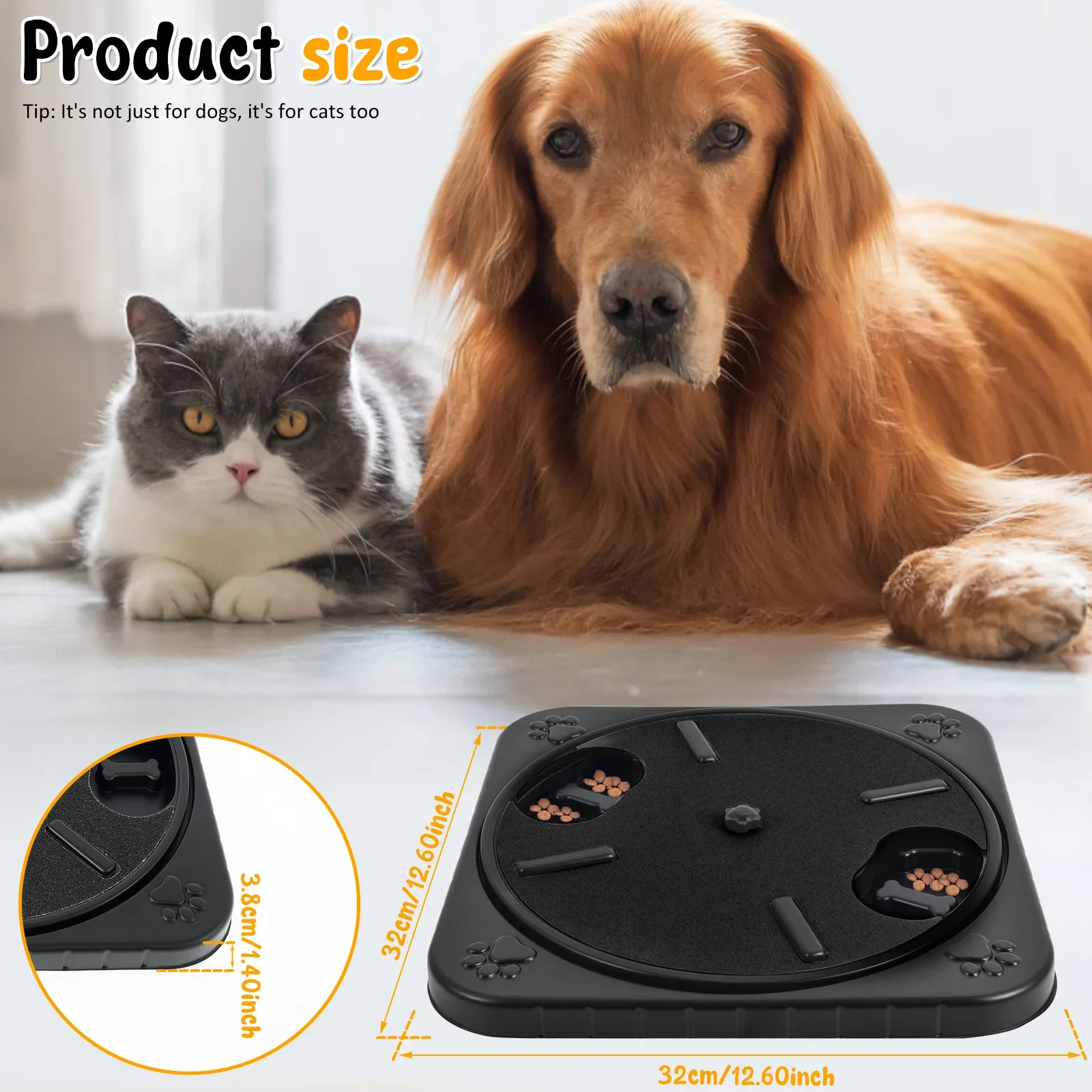 Dog nails scratch pad rotatable round pet nail file board with food storage box interactive nail grinding pad training