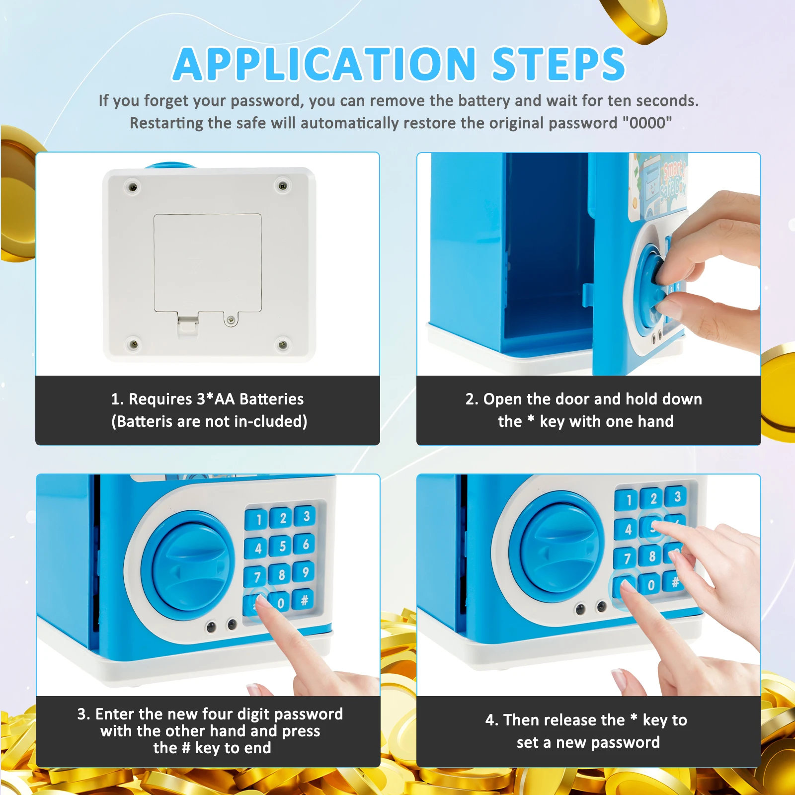 Electronic Piggy Bank Password Roll Money Box Automatic Induction Saving Coin Cash Safety Box Pretend Play Toy Children Gift