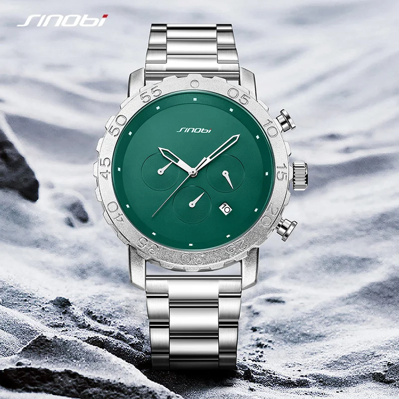 

SINOBI New Top Brand Luxury New Men Watch Quartz Man Watches Waterproof Luminous Watch for Men Date Chronograph Sport Wristwatch