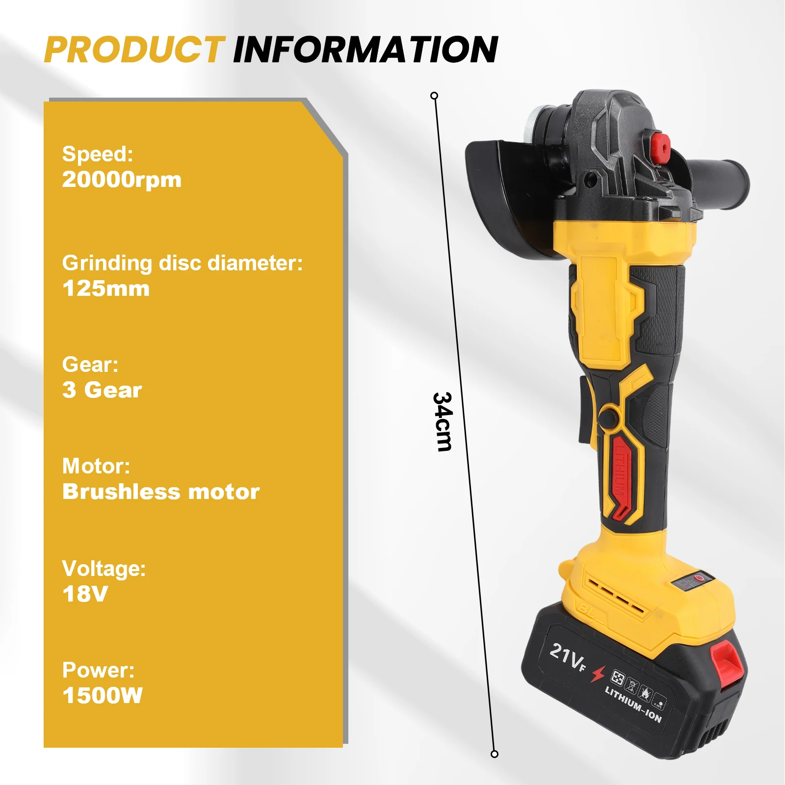 1500W Bürstenloser Elektrischer Winkelschleifer 3-Gang Kabelloser Schleifer 20000RPM Hochgeschwindigkeits-Schneidemaschine Holzbearbeitungs-Elektrowerkzeug – Detail 13