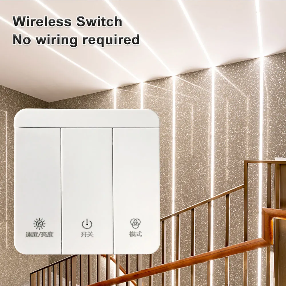 Description Picture 4 of itemTouch wireless panel switch running water LED light RF controller 3-key 12-key remote control monochrome strip