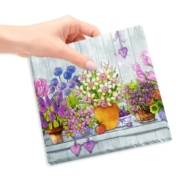Clay Pot Vase 10/20pcs Grey Backdrop Spring Flower Full Page Floral Food Grade Printed Tissue Paper Butterfly Bone Bart Paper tissue paper decoration