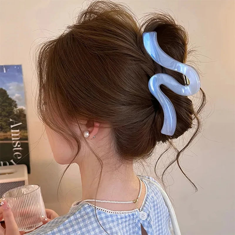 Temperament Große Welle Haar Klaue Shark Klaue Clips Für Frauen Mädchen Pferdeschwanz Haarnadel Kopfschmuck Mode Haar Zubehör Geschenke