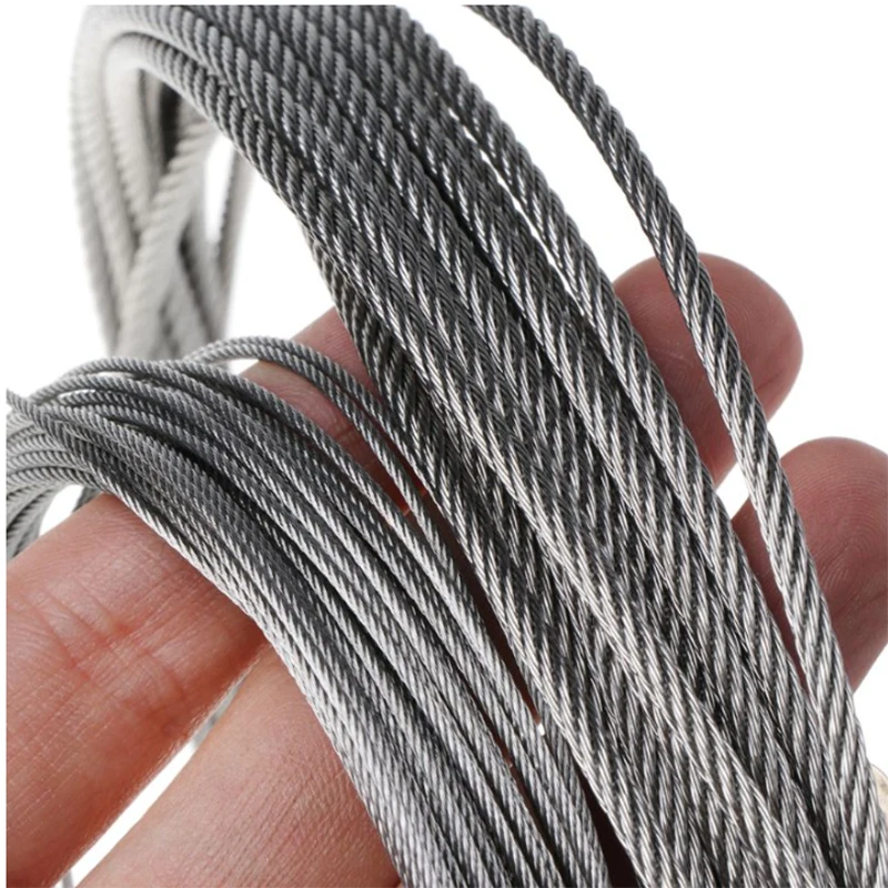 

304 Stainless Steel Wire Rope 1m-10m 7*7 Structure Soft Fine Fishing Rope Rod Rope Lift Drying Rack Wire Rope Grapevine