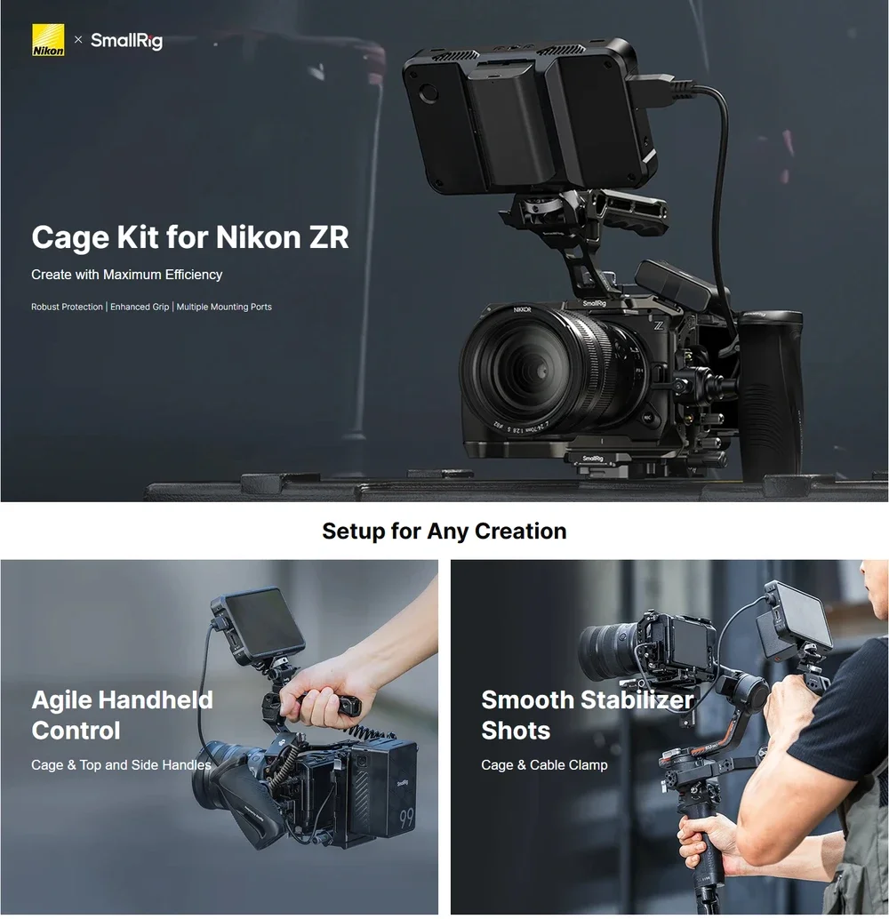 SmallRig Handheld ZR Advanced Cage Kit for Nikon ZR W/ Top Handle