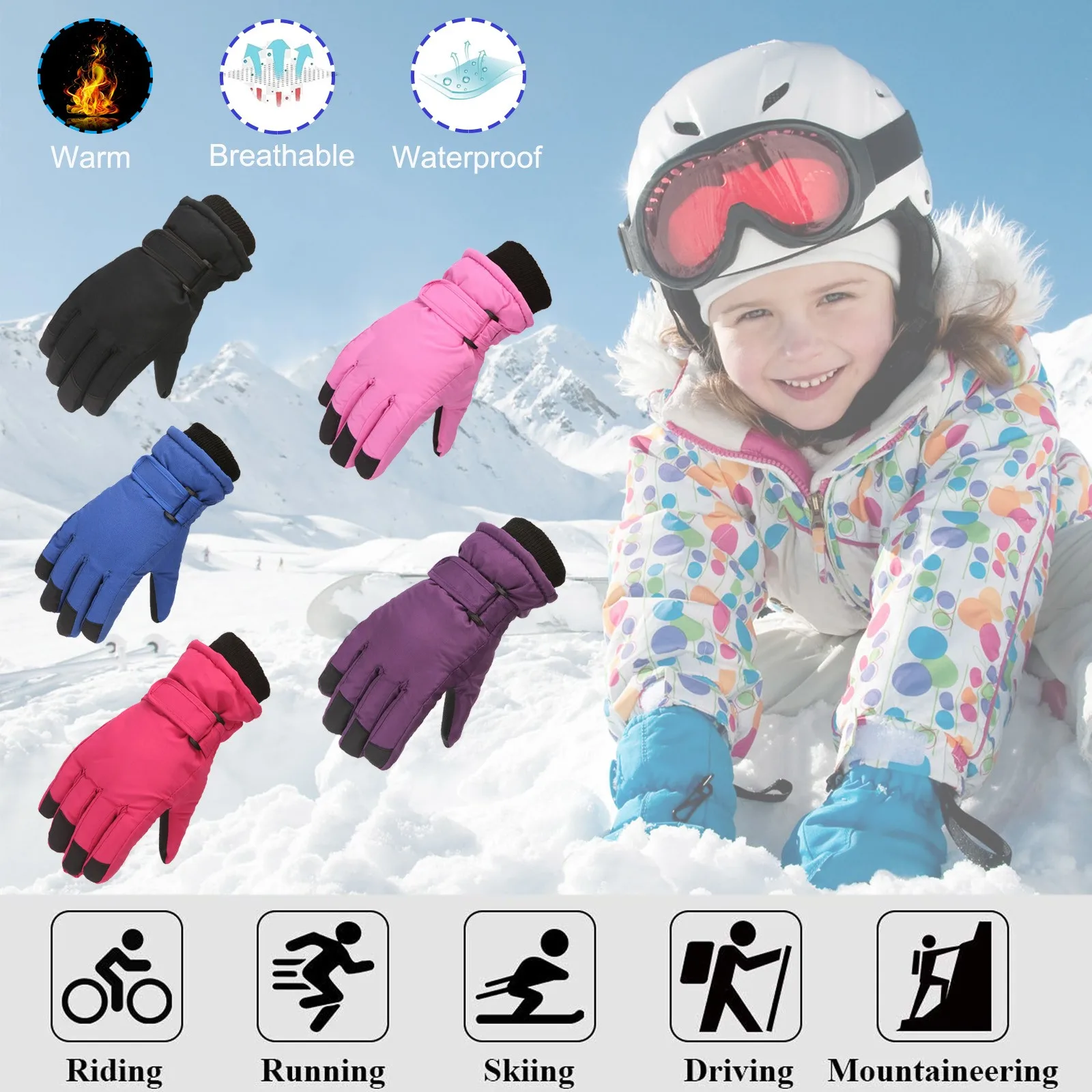Gants de neige pour bébé, tricoté, Ski chaud d'hiver, pour garçon et fille,  enfant de 3 ans - AliExpress