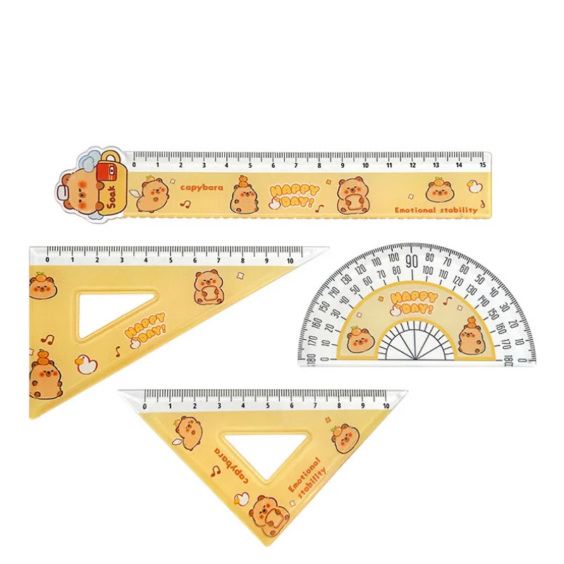 1Set Student Ruler Set 10/15cm Cartoon Capybara Measuring Tool