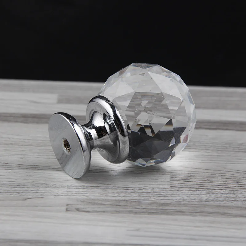 Single Hole 30MM Crystal Glass Ball Handle European Cabinet Door Drawer Furniture Hardware Accessories 1pcs