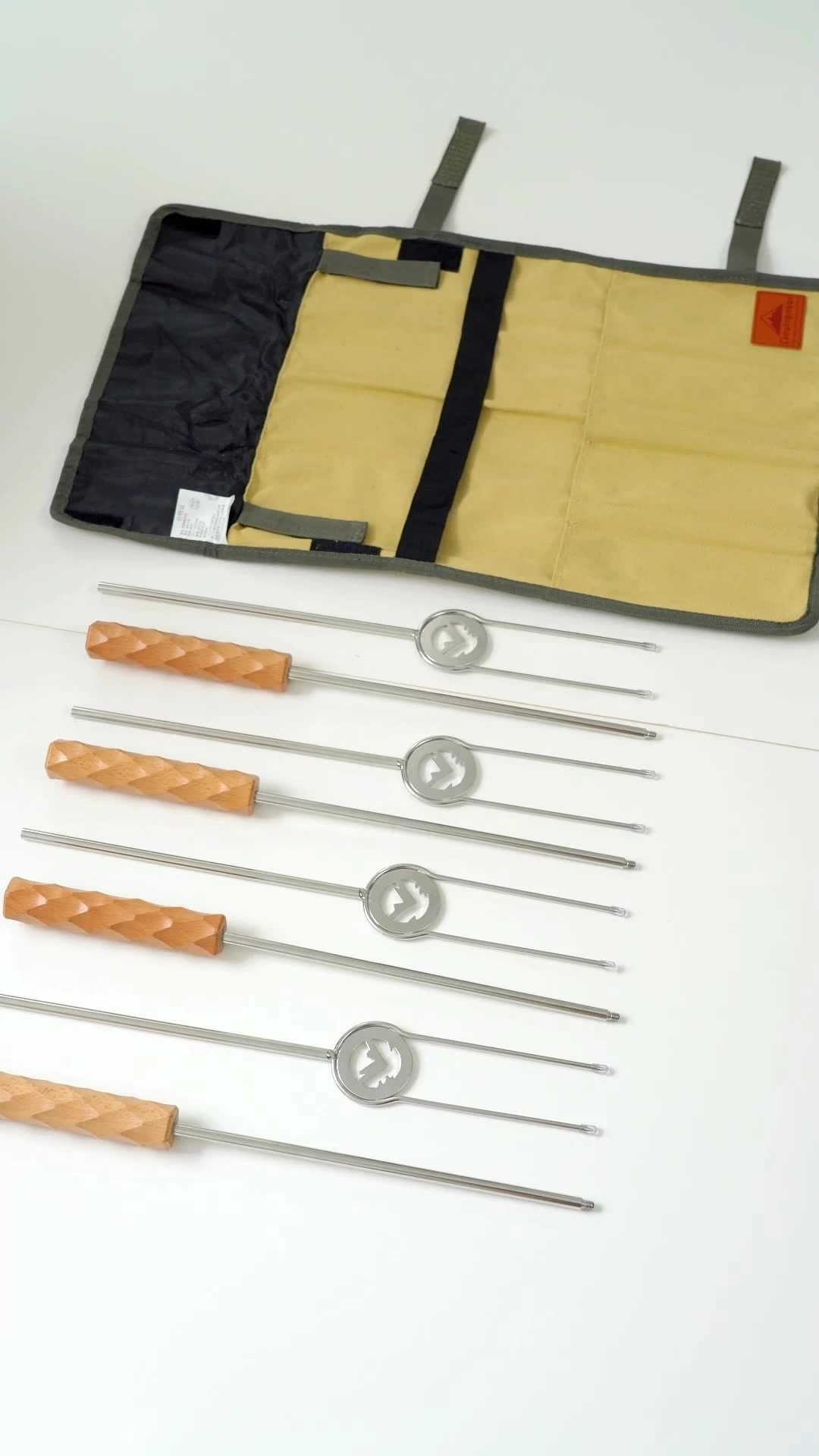 CAMPINGMOON MK-4 2단 이중 가닥 바베큐 포크 4종 세트 야외 화덕 바베큐 단열재