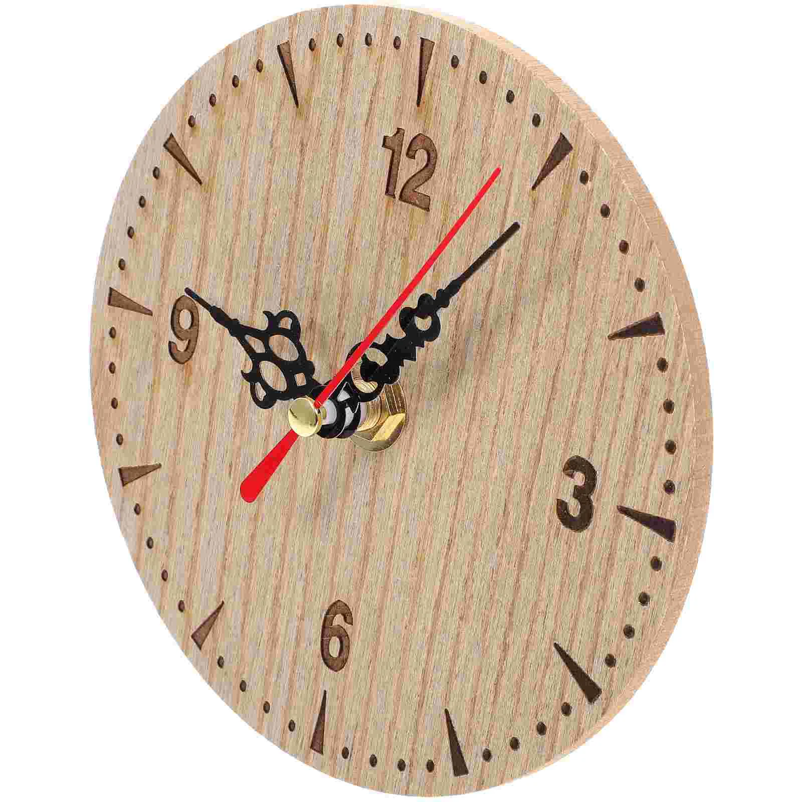 Small Clock Vintage Wall Wooden Decor Clocks Mute Color:As Shown1