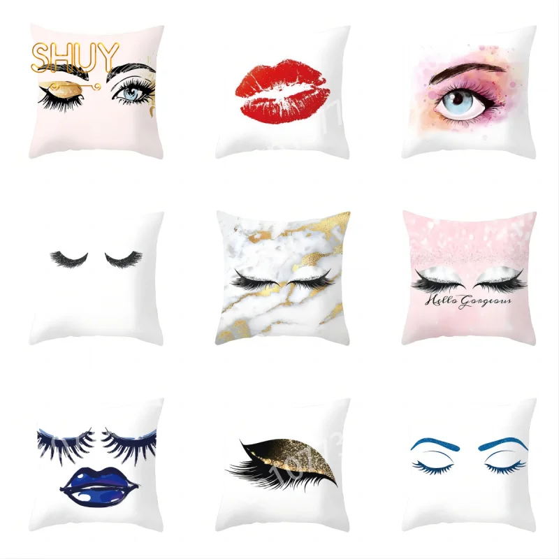 

Eyelash Fashion Decoration Pillow Case Cushion Cover Bedroom Car Sofa Decor Ornament Decorative Polyester Peachskin Pillowcase