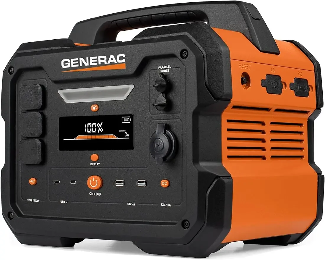 

Generac GB1000 1086Wh Portable Power Station with Lithium-Ion NMC - Clean, Emission-Free Power - Fast Solar Charging and Compact