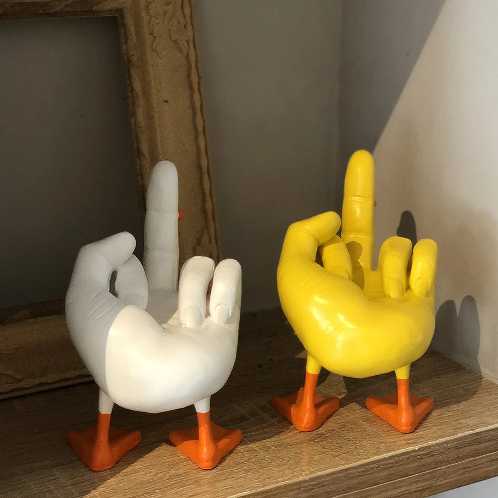  XehCaol Enten Figurines,Mini Funny Finger Duck Resin Figurines  Statue Enten Lustige Deko Büro Einrichtung (White)
