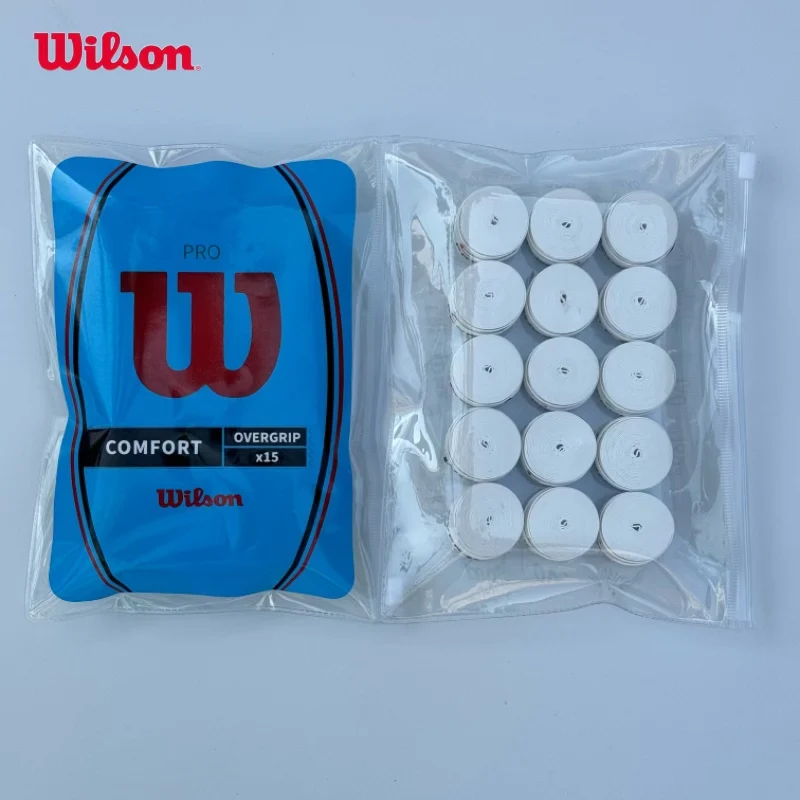 Tennis Overgrip Racket Grip Sticky Overgrip Racket Grip Tape Racket Overgrip 15/ 30Pcs Original WILSON Overgrip Anti Slip Tennis Racket Sweatband Grips Padel Shock Absorption Grip Tape Training Accessories
