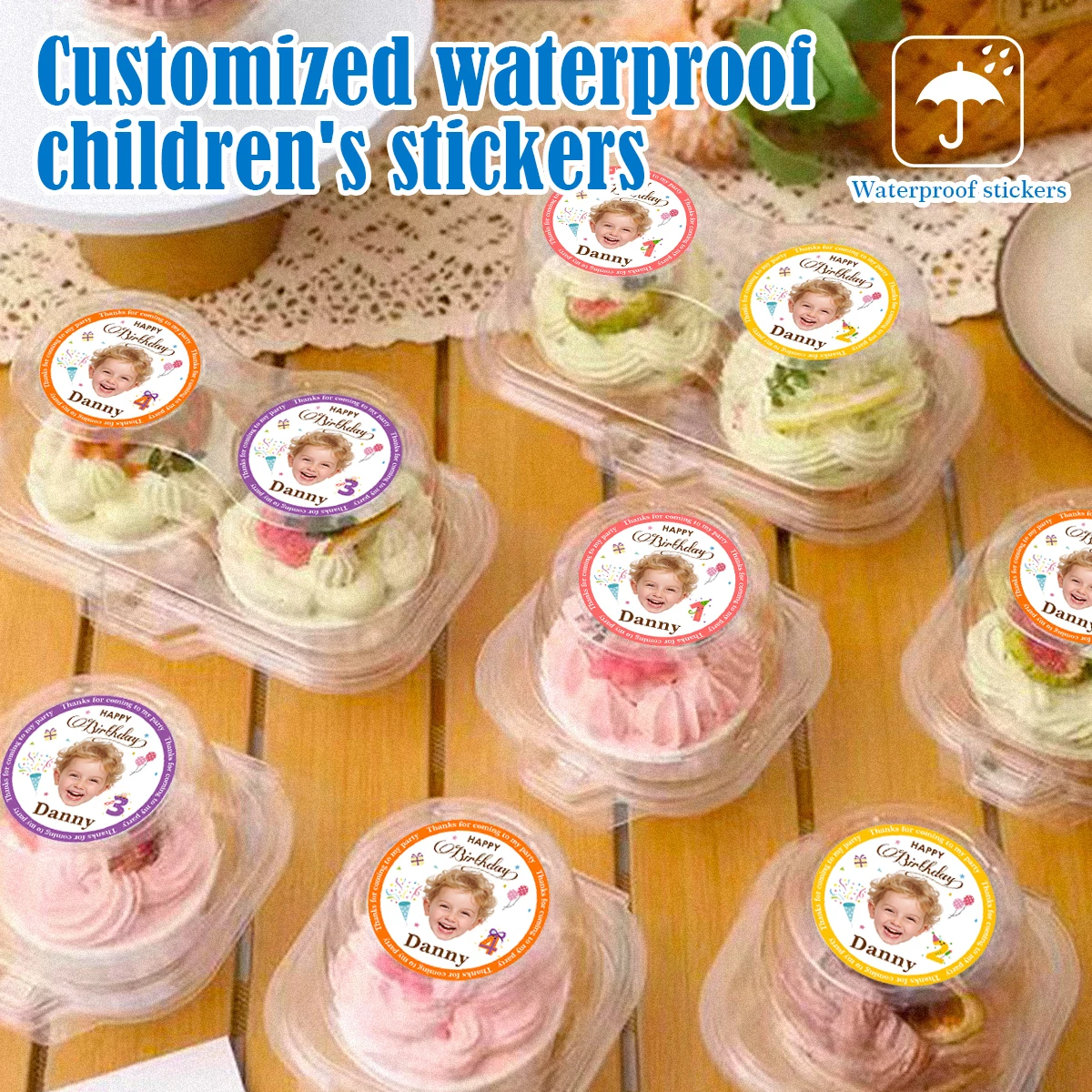 Personalized Kids Birthday Stickers Souvenir Wrap & Birthday Gift Kids Stickers Waterproof ZP1