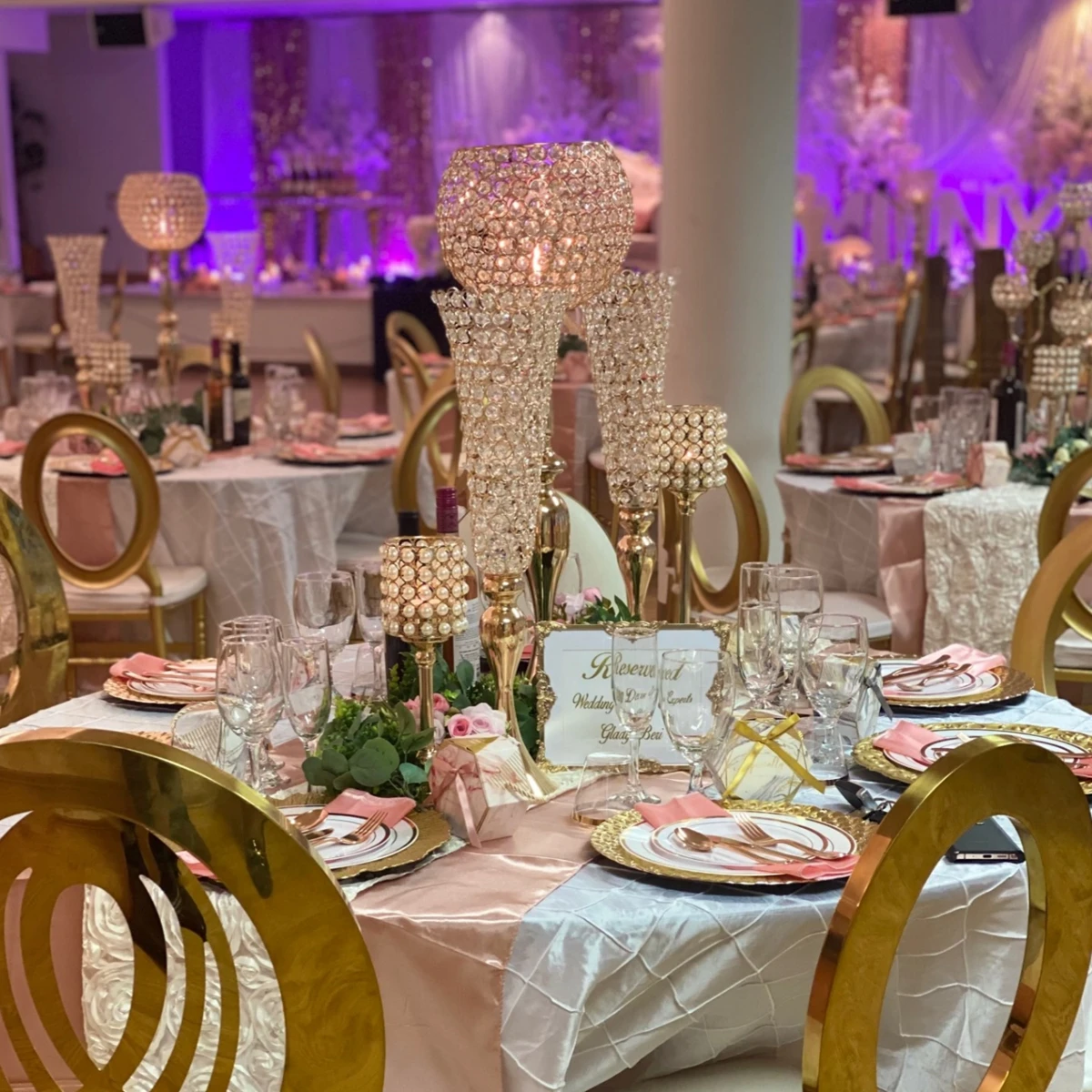 Gold Quinceanera Hall Decorations