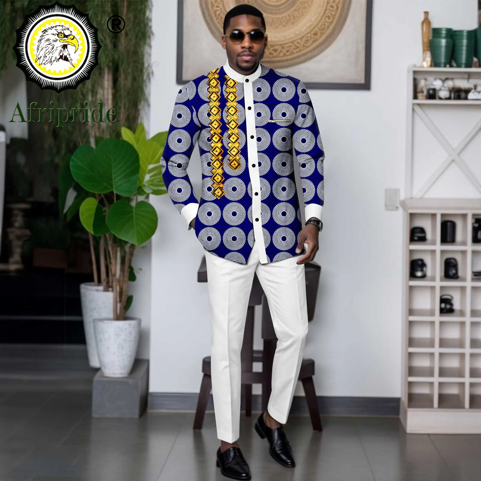 Men's African Style Suit Set - Slim Fit Embroidery Blazer & Pants Formal Outfit