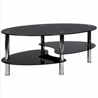 Table basse en verre avec rangement - transparent blanc / noir / transparent noir 5