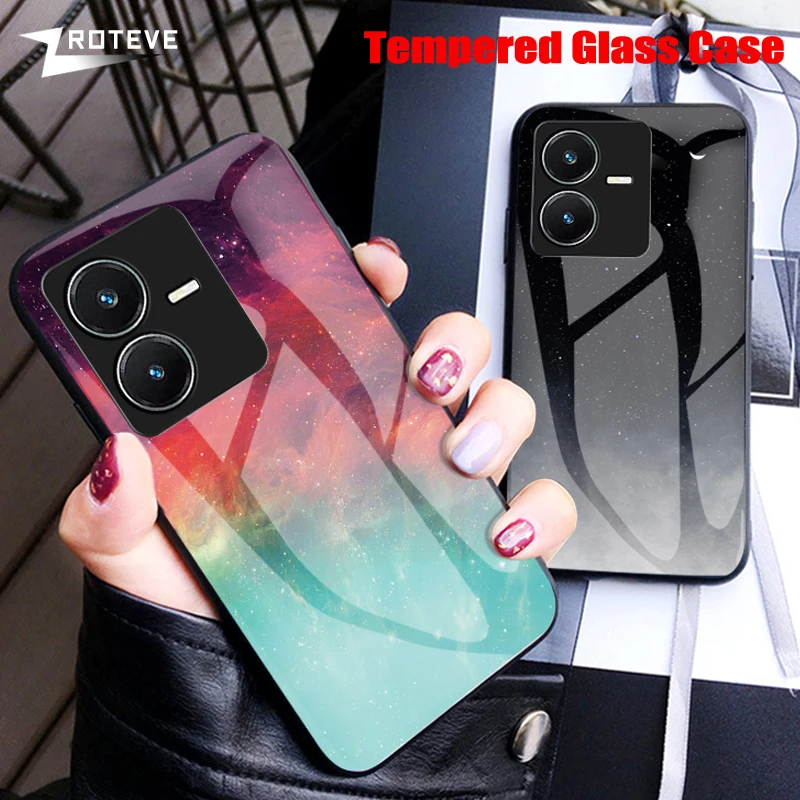 For Y22s Case ZROTEVE Starry Tempered Glass Cover For VIVO Y22 Y02s 2022 Y21 Y21s Y31 2021 Y31s Y33s Y35 Shockproof_voghion.com