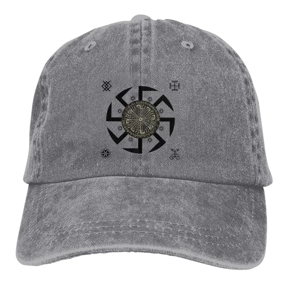 

Circular Baseball Cap Men Hats Women Visor Protection Snapback Slavic Perun Sign Svarog Creator God of the Sky Caps For Travel